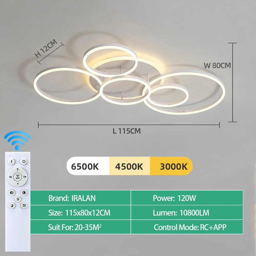 Modern Round Design Living Room Bedroom LED Ceiling Light Golden Ring Light Lighting Decorative Lighting Indoor Chandelier