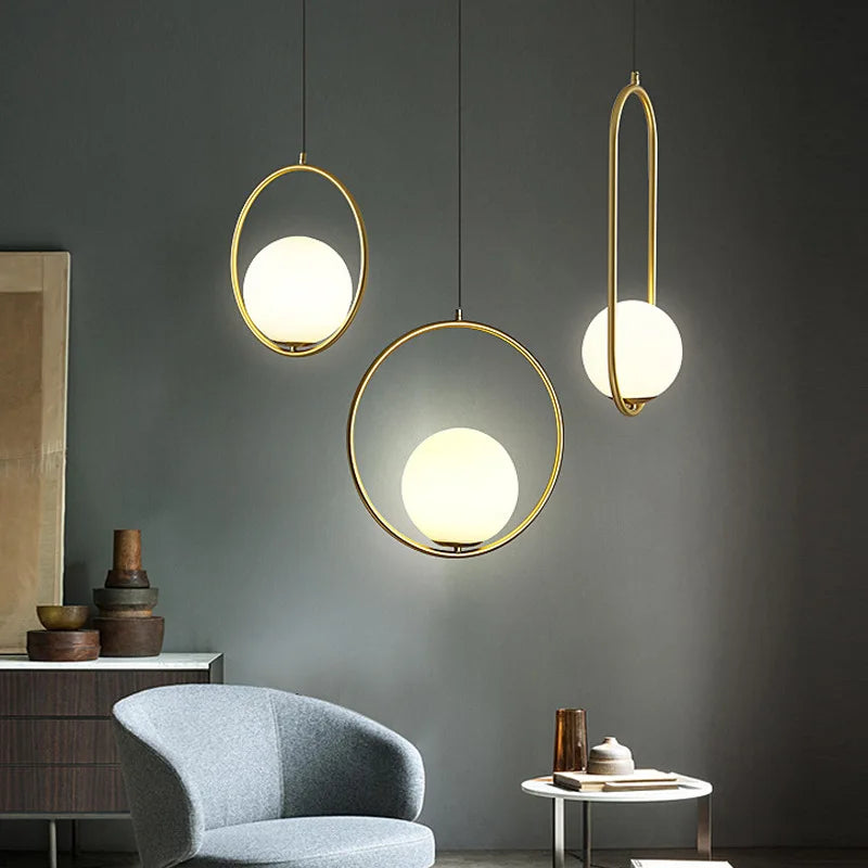 Modern Pendant Light Nordic Minimalist Hanging Lamp Ceiling Decoration Glass Ball Lighting Living Bedroom Dining Room