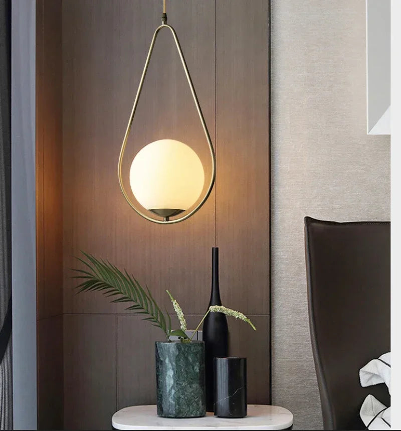 Modern Pendant Light Nordic Minimalist Hanging Lamp Ceiling Decoration Glass Ball Lighting Living Bedroom Dining Room