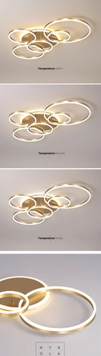 Modern Round Design Living Room Bedroom LED Ceiling Light Golden Ring Light Lighting Decorative Lighting Indoor Chandelier