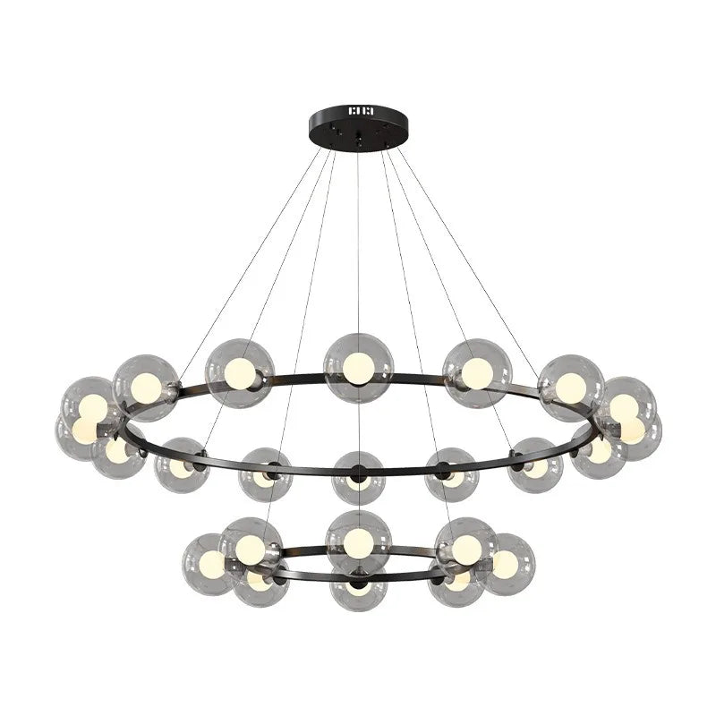 Nordic Modern Iron Art Sphereical Pendant Light Glass Lampshade Led Bedroom Living Dining Room Atmosphere Decorative Chandeliers
