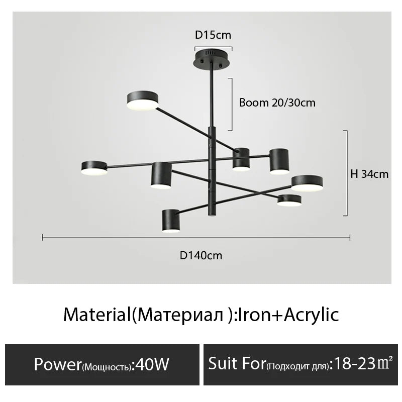 Living Room Chandelier Simple Black Nordic Lighting Creative Personality Net Red Light Restaurant Wrought Iron Lighting