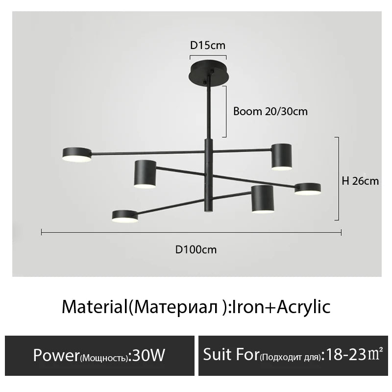 Living Room Chandelier Simple Black Nordic Lighting Creative Personality Net Red Light Restaurant Wrought Iron Lighting