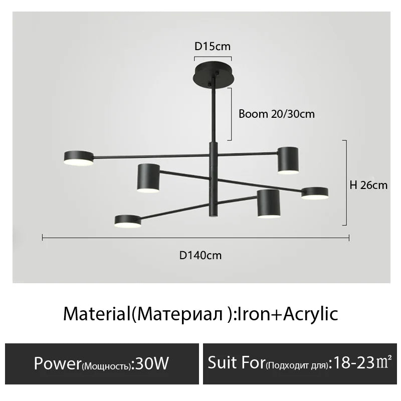 Living Room Chandelier Simple Black Nordic Lighting Creative Personality Net Red Light Restaurant Wrought Iron Lighting