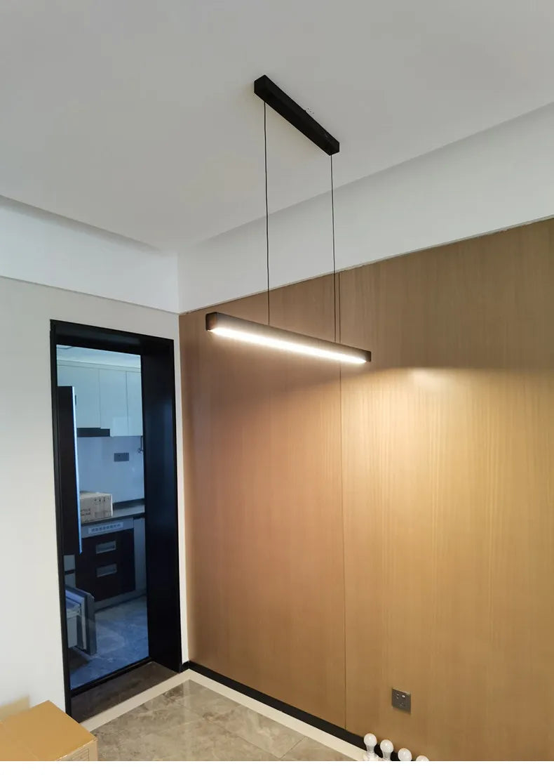 Modern minimalist LED straight strip pendant light, dining table, bar counter, office desk hanging pendant light, home lighting