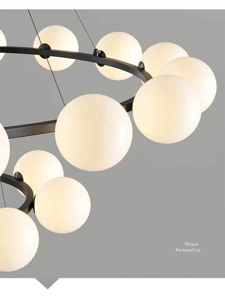 Nordic Modern Iron Art Sphereical Pendant Light Glass Lampshade Led Bedroom Living Dining Room Atmosphere Decorative Chandeliers