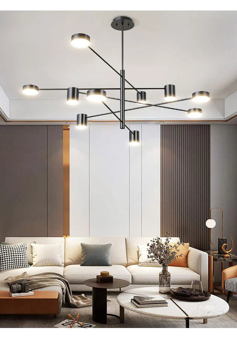 Living Room Chandelier Simple Black Nordic Lighting Creative Personality Net Red Light Restaurant Wrought Iron Lighting