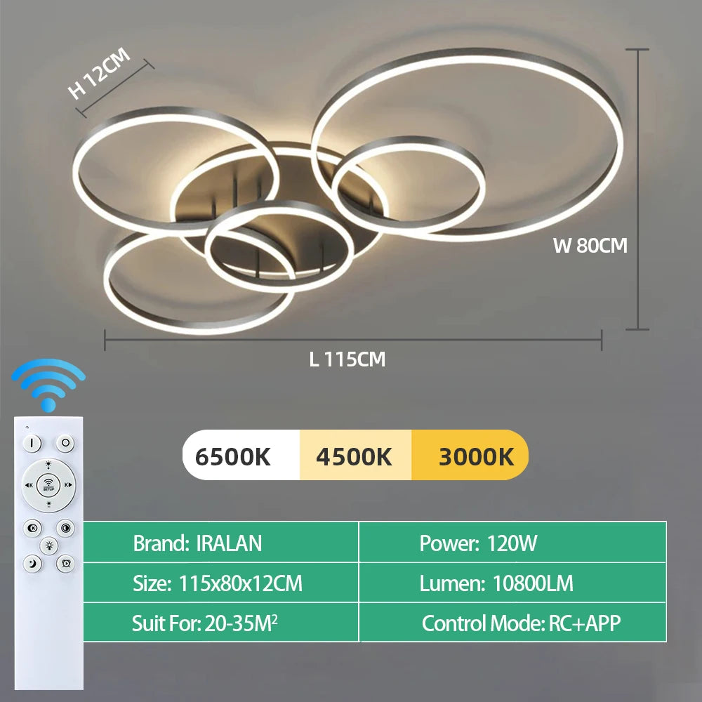 Modern Round Design Living Room Bedroom LED Ceiling Light Golden Ring Light Lighting Decorative Lighting Indoor Chandelier