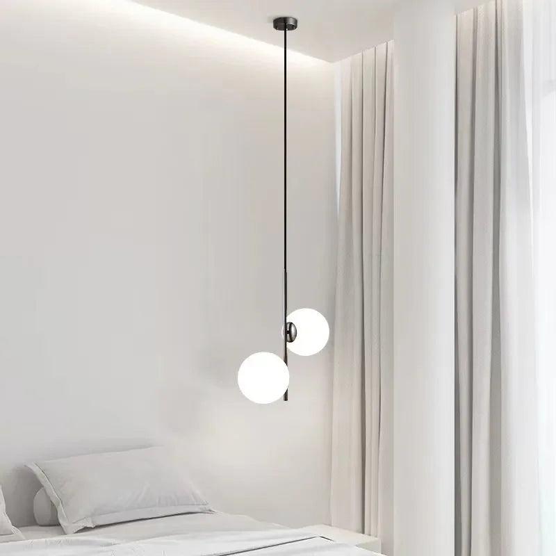 Modern LED Glass Ball LED Pendant Lights Nordic Black Bedroom Hanging Lamp Living Room Dining Decor Lights Fixture