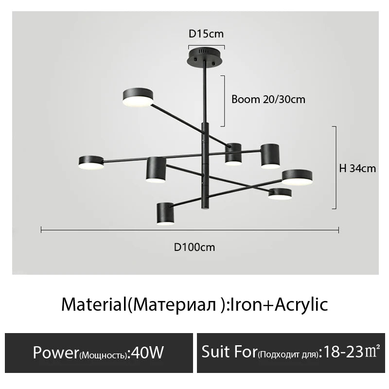 Living Room Chandelier Simple Black Nordic Lighting Creative Personality Net Red Light Restaurant Wrought Iron Lighting